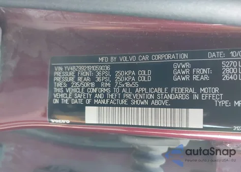 2009 Volvo Xc70 T6 z USA, uszkodzony, nr VIN YV4BZ992191059036